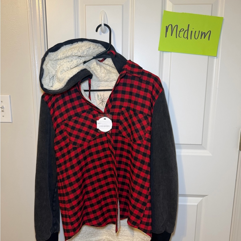 Plaid Red and Black Women's Jacket